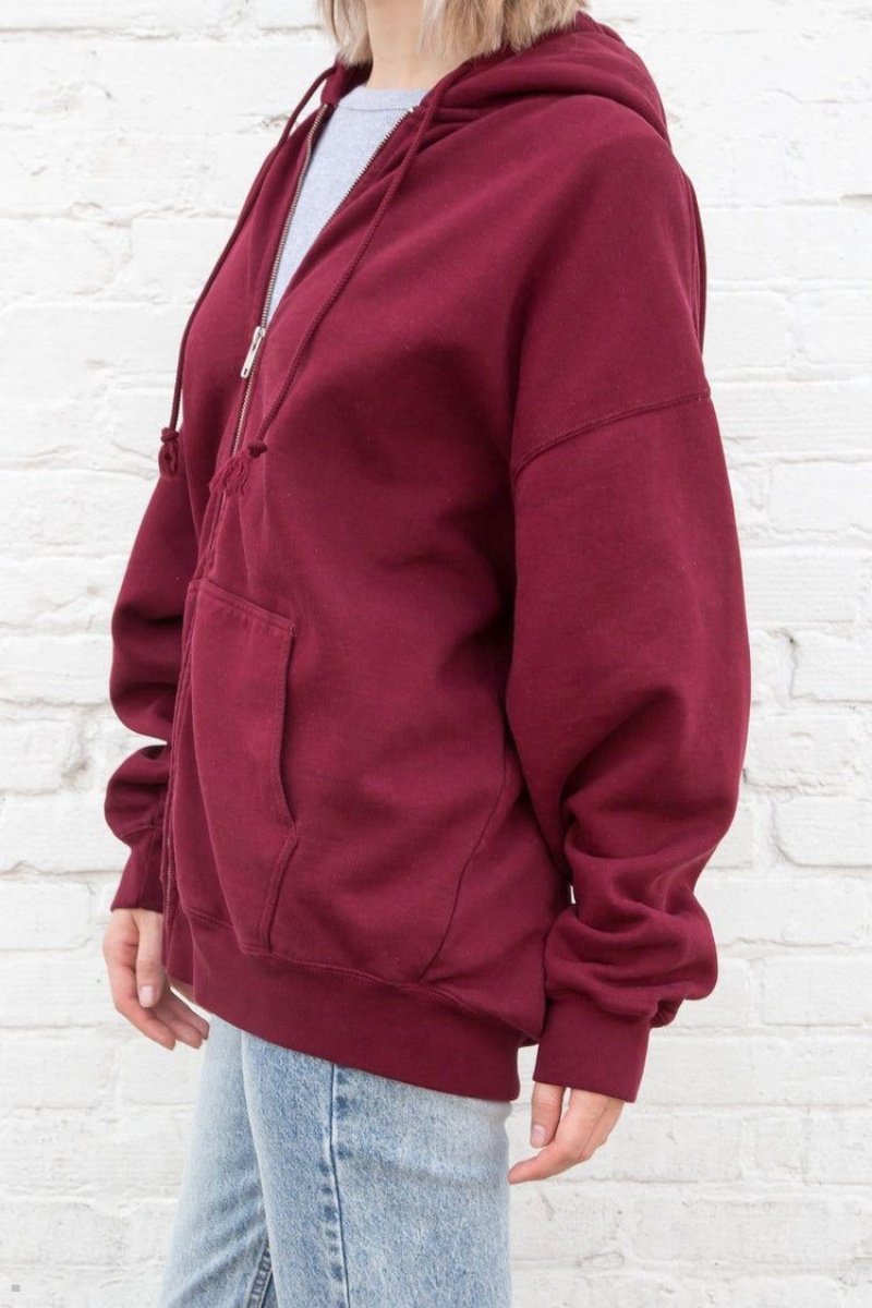 Sweat a Capuche Brandy Melville Christy Rouge Foncé | YKG-33021016